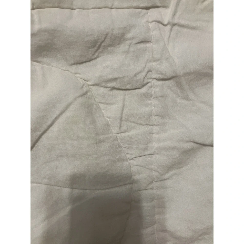 1900s Antique CottageCore Amish white on white BABY CRIB QUILT 81x72 hand stitch